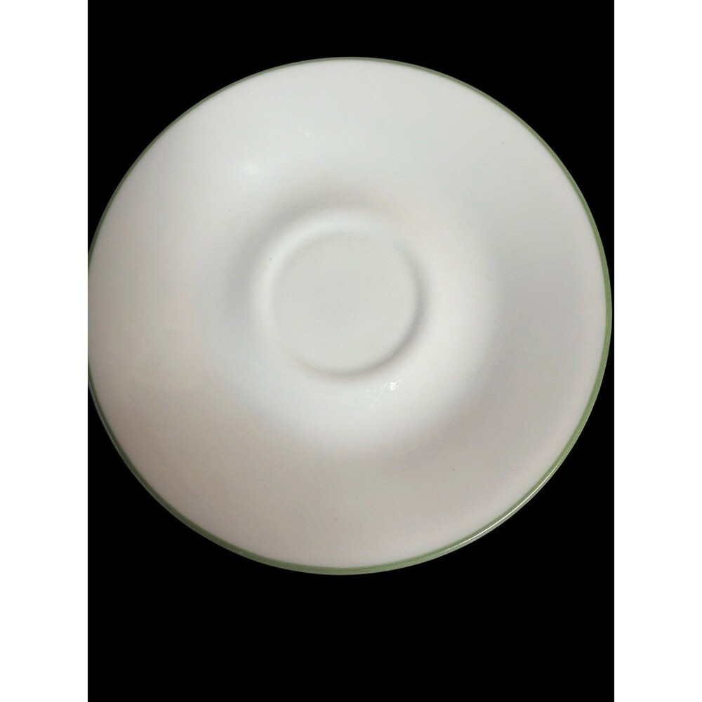 Vintage Corelle Shadow Iris Saucers Set of 6 White Green Rim Replacement Plates